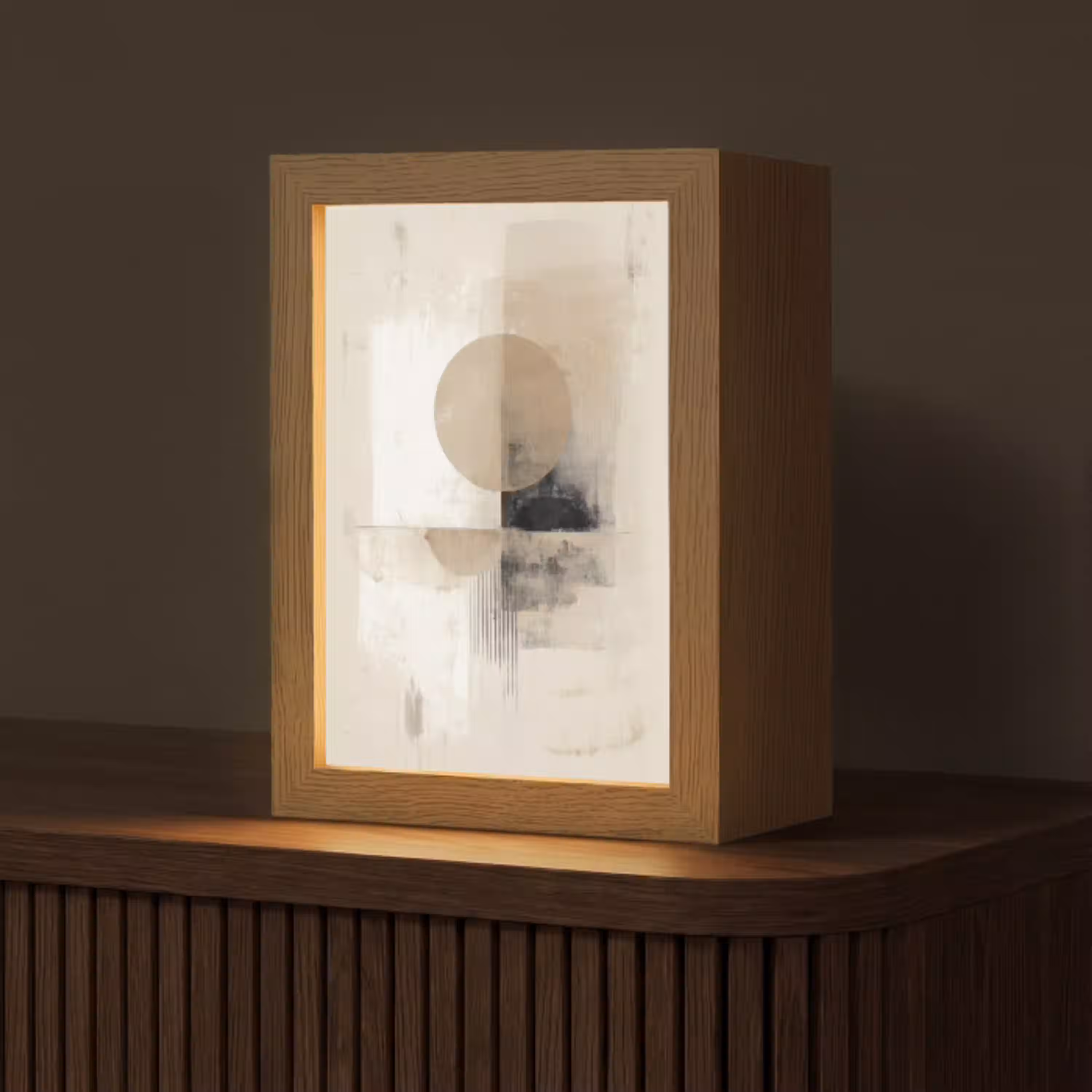 Cirkel - Compositie - Diepte - Beige Light Box met kabel (Tafellamp) klein -z3d_website