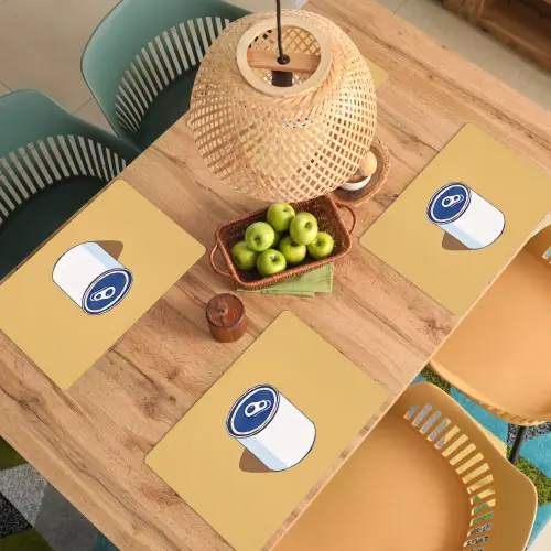 Blikje - Minimalistisch - Blauw - Illustratie Placemat vinyl groot -zzsfeer5_Kitchenyeah-website