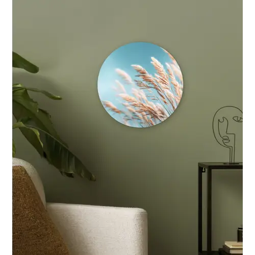 Siergras - Wind - Lichtbruin Wandcirkel kunststof plaat 5mm dik klein -sfeer3