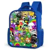 Kleurrijke Monstermix Kinderrugzak - Blauw middel -schuin
