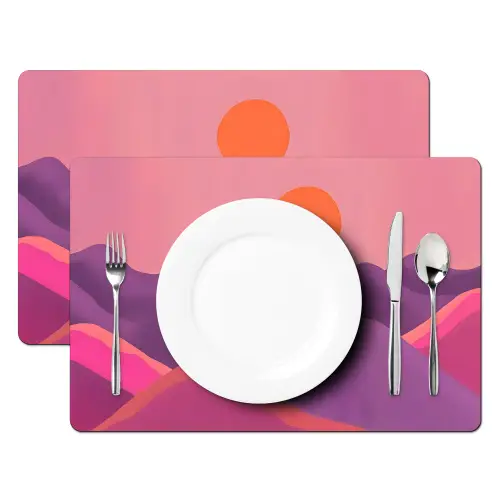 Zon - Heuvels - Paars - Abstract Placemat vinyl groot -zzsfeer2_Kitchenyeah-website