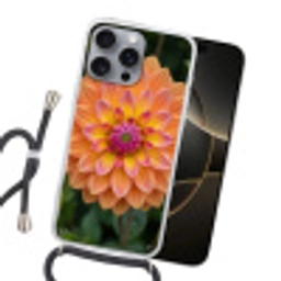 Dahlia - Bloem - Oranje Hoesje iPhone 16 Pro Max met koord klein -sfeer1