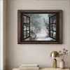 Bos - Winter - Bomen - Natuur - Pad - Doorkijk Textielframe zwart klein -sfeer2