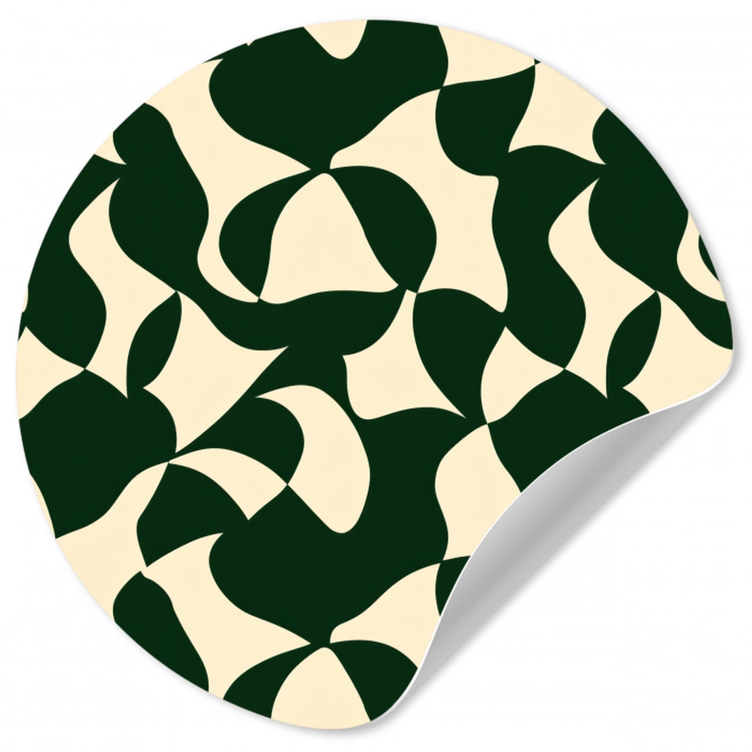 Groen - Organische vlakken - Crème Wandcirkel behangsticker klein 186 -3d