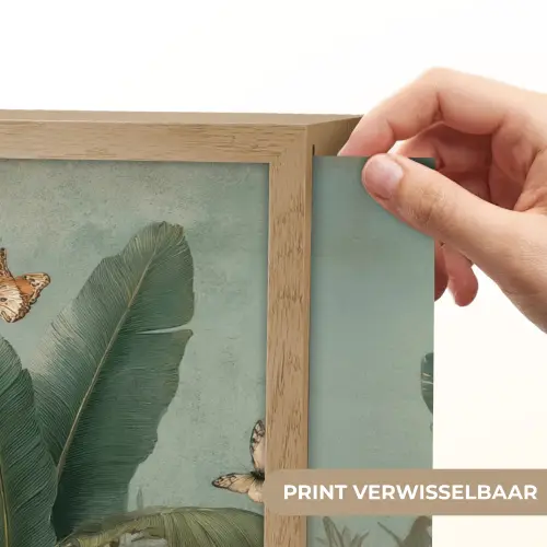 Tropisch bladerdek - Vlinders - groen - Bruin Light Box met batterij (Wandlamp) middel -USP_websiteprintNL