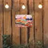 Kleurrijke bloemen - Bergen - Fantasielandschap tuinposter los doek klein -sfeer1