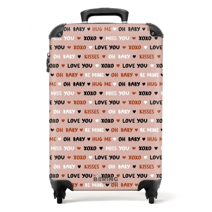 Liefdeswoorden op lichtroze NBS - Handbagage koffer - Volwassenen Unisex middel -productfoto_recht