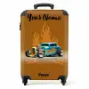 Blauwe auto met gele vlammen NBS - Handbagage koffer - Kinderen Unisex middel -productfoto_recht
