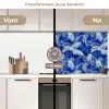 Palmblad - Patroon - Blauw keuken achterwand 2 middel 871 -voor-na2_NL