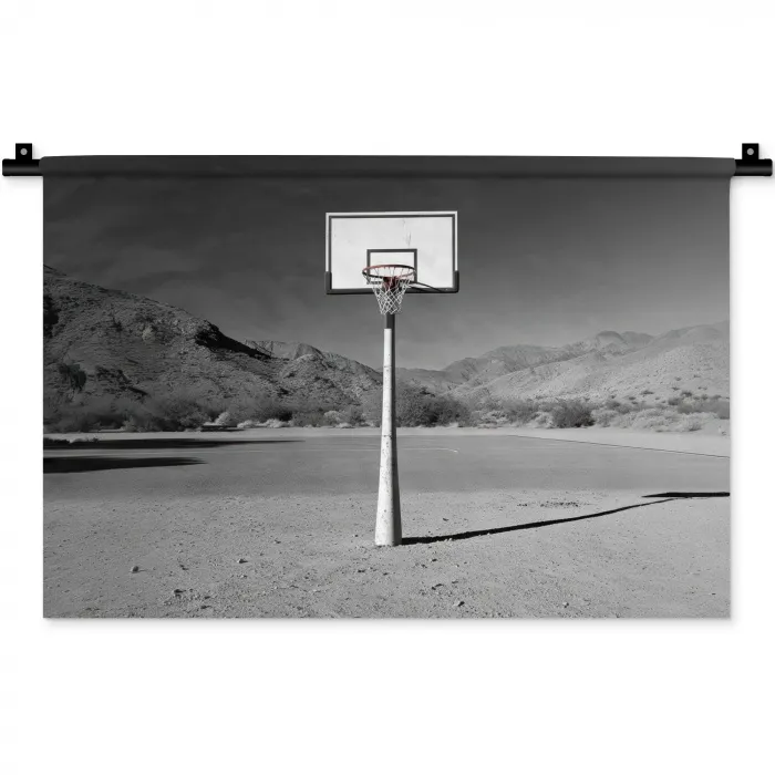 Basketbalpaal - Landschap - Zand - Wit Wandkleed katoen klein -zz3d