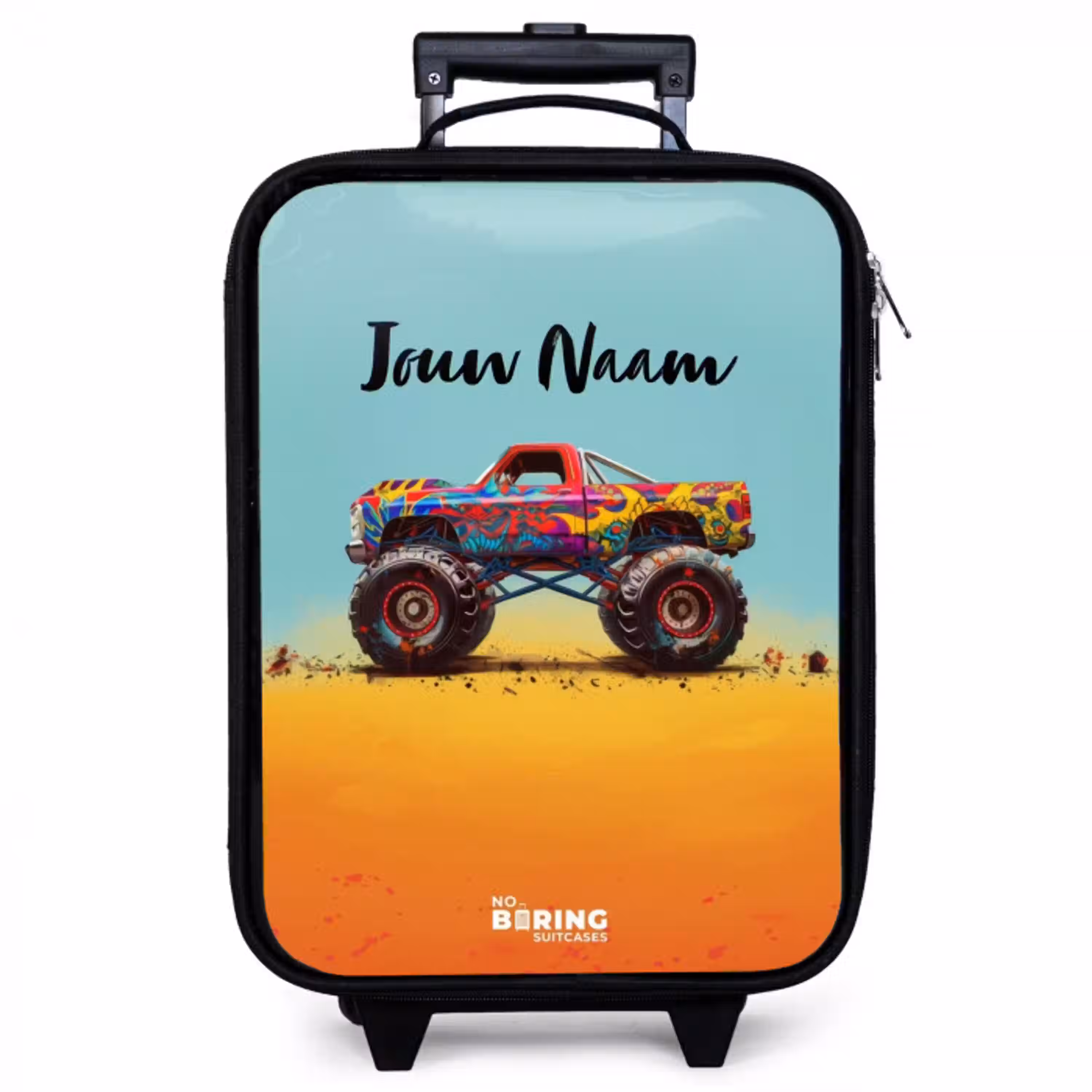 Monstertruck met Graffiti Print in het Zand Kinderkoffer - Zwart klein -zzz_website3d