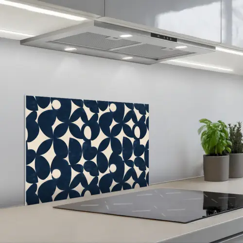 Modern - Geometrisch - Blauw keuken achterwand spatscherm klein 900 -3d_schuin