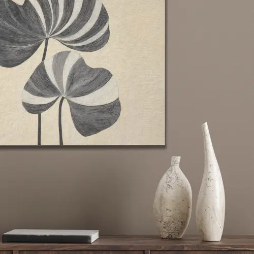 Zwart - Bladeren - Strepen - Minimalistisch PET vilt klein -sfeer6_closeup