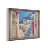 Doorkijk - Santorini - Landschap - Blauw - Grieks PET vilt klein -3d