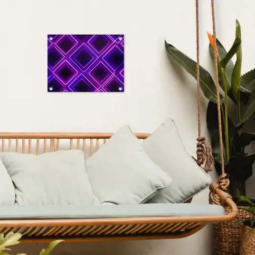 Gaming - Ruiten - Neon - Paars tuinposter los doek klein -sfeer7