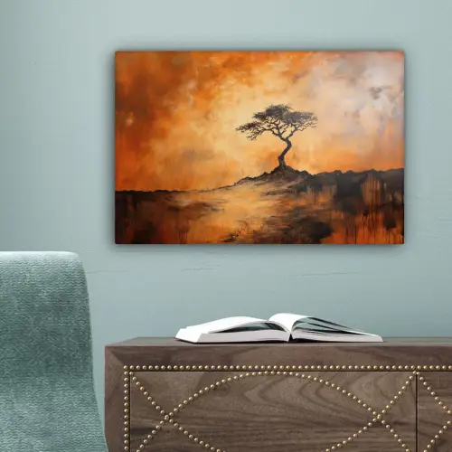 Boom - Landschap - Oranje canvas 2cm klein -sfeer4