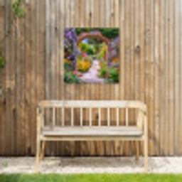 Doorkijk - Bloemen - Pad - Natuur Tuinposter op houten frame 2 cm dik middel -sfeer4
