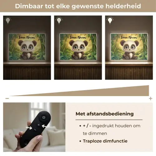 Panda - Bamboebos - Groen Light Box met batterij (Wandlamp kind) middel -USP_dimbaarNL
