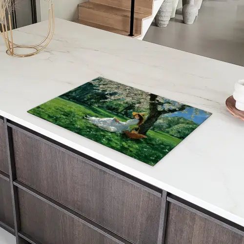 Vrouw - Boom - Boek - Mandje Inductie beschermer vinyl 3mm klein -sfeer8
