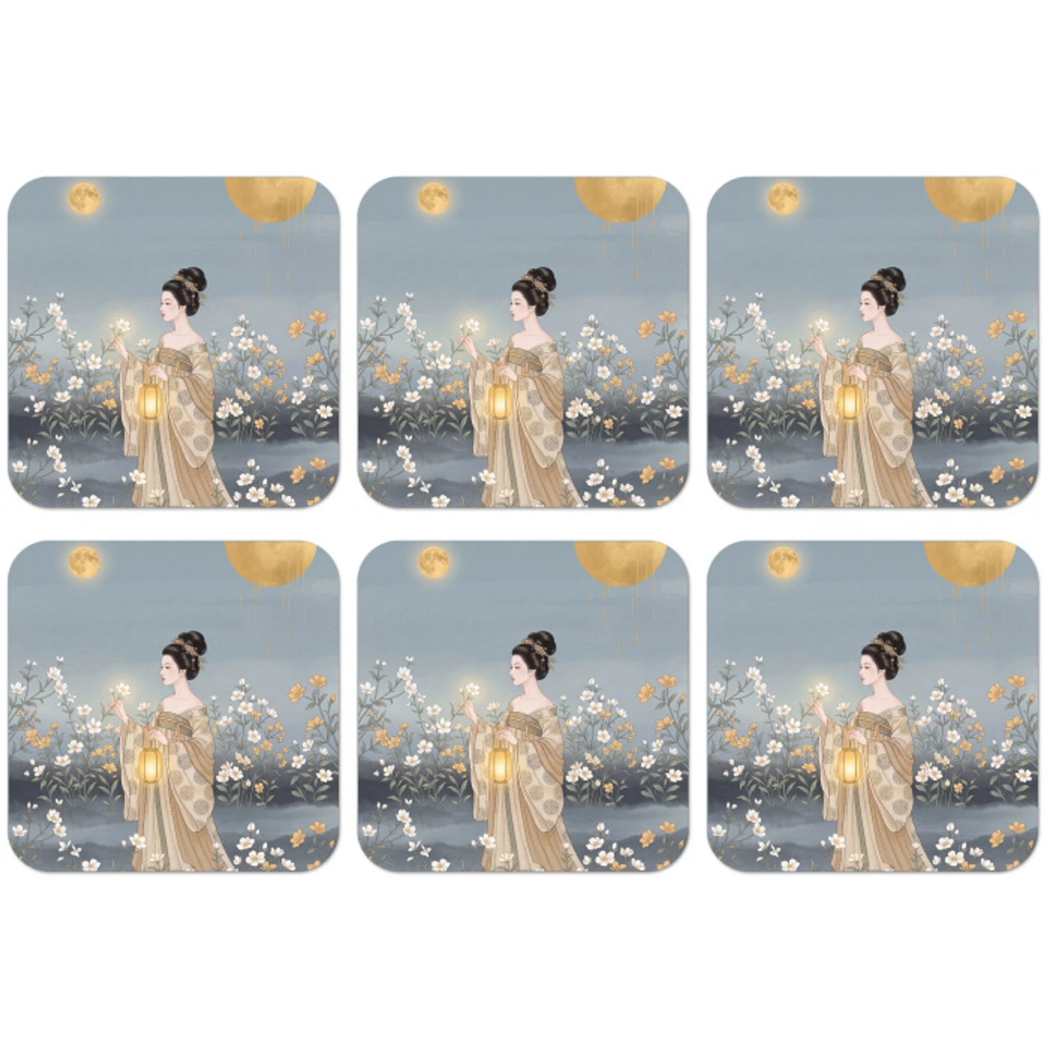 Aziatisch - Vrouw - Kimono onderzetter kurk middel -zkaufland3dotto