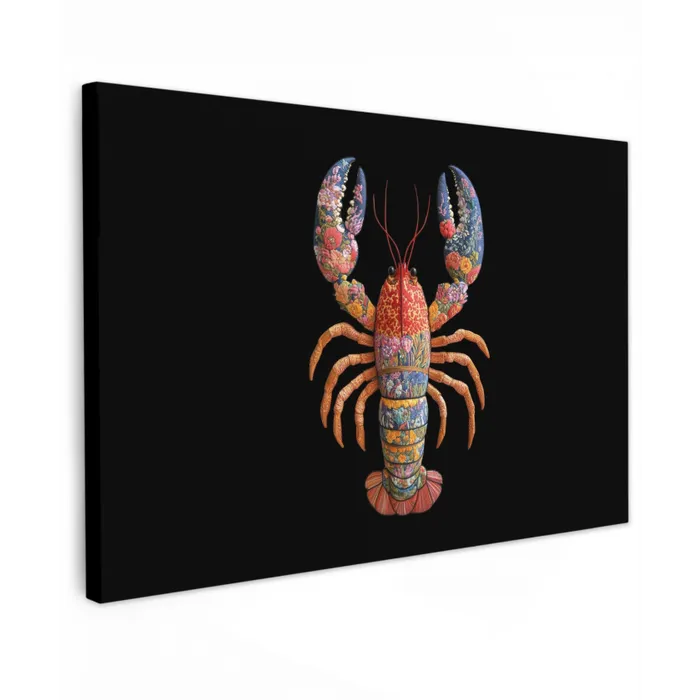 Kreeft - Borduur - Kleurrijk - Bloemen canvas 2cm klein -z3d
