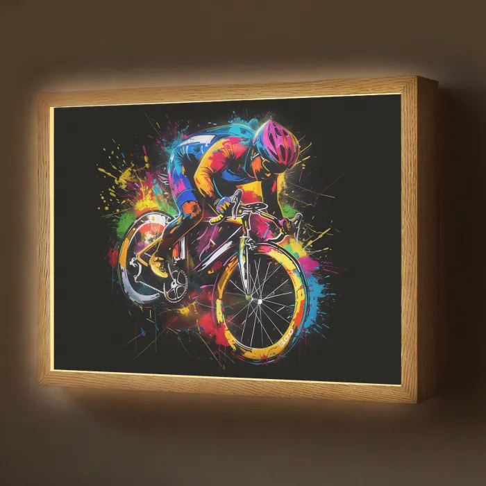 Graffiti - Sport - Wielrennen - Fiets Light Box met batterij (Wandlamp) middel -z3d_website