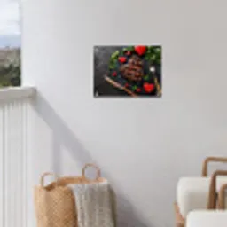 Steak - Hart - Bestek tuinposter los doek klein -sfeer8