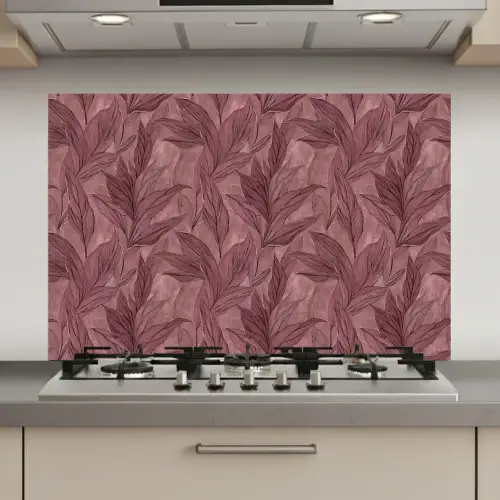 Bladeren - Patroon - Paars keuken achterwand spatscherm klein 900 -3d_website