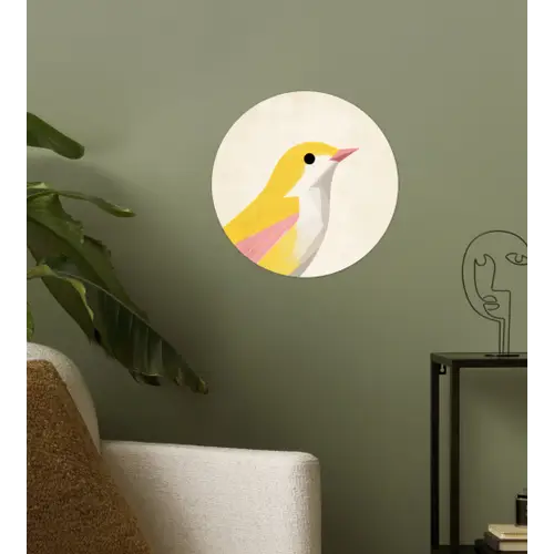 Vogel - Minimalistisch - Geel Wandcirkel behangsticker klein -sfeer2