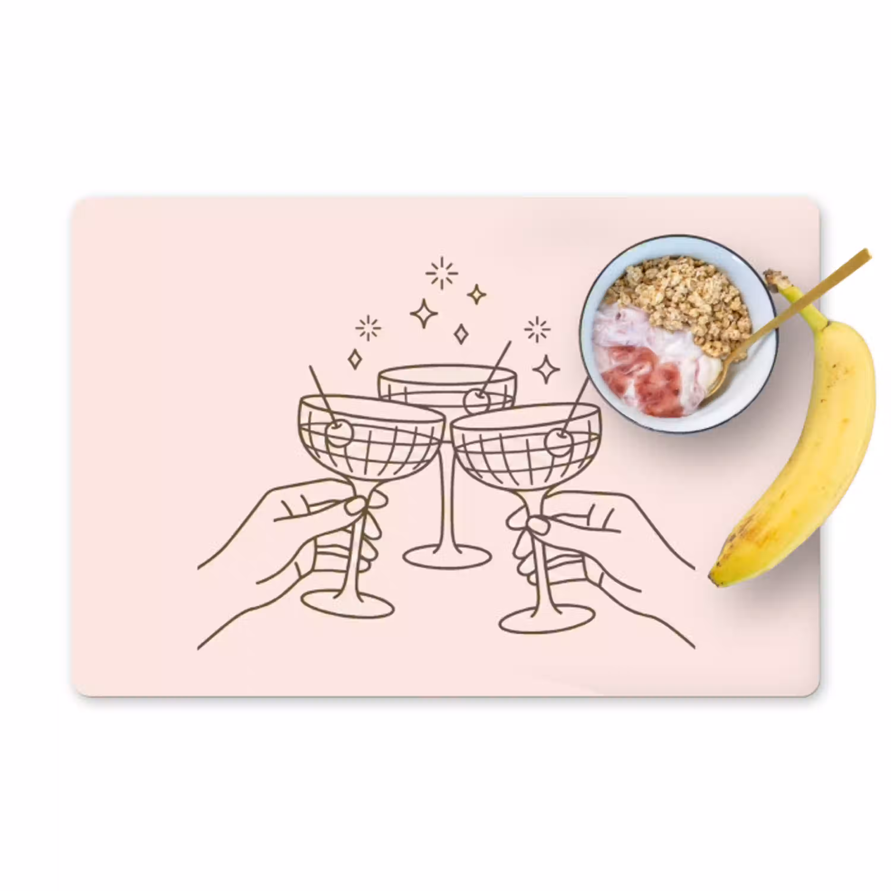 Drankjes - Feest - Proosten - Minimalistisch - Groen Placemat vinyl groot -zzzproduct_Kitchenyeah-website