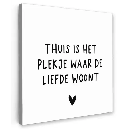 Spreuken - Thuis is het plekje waar de liefde woont - Quotes Tuinposter op houten frame 2 cm dik klein -3d