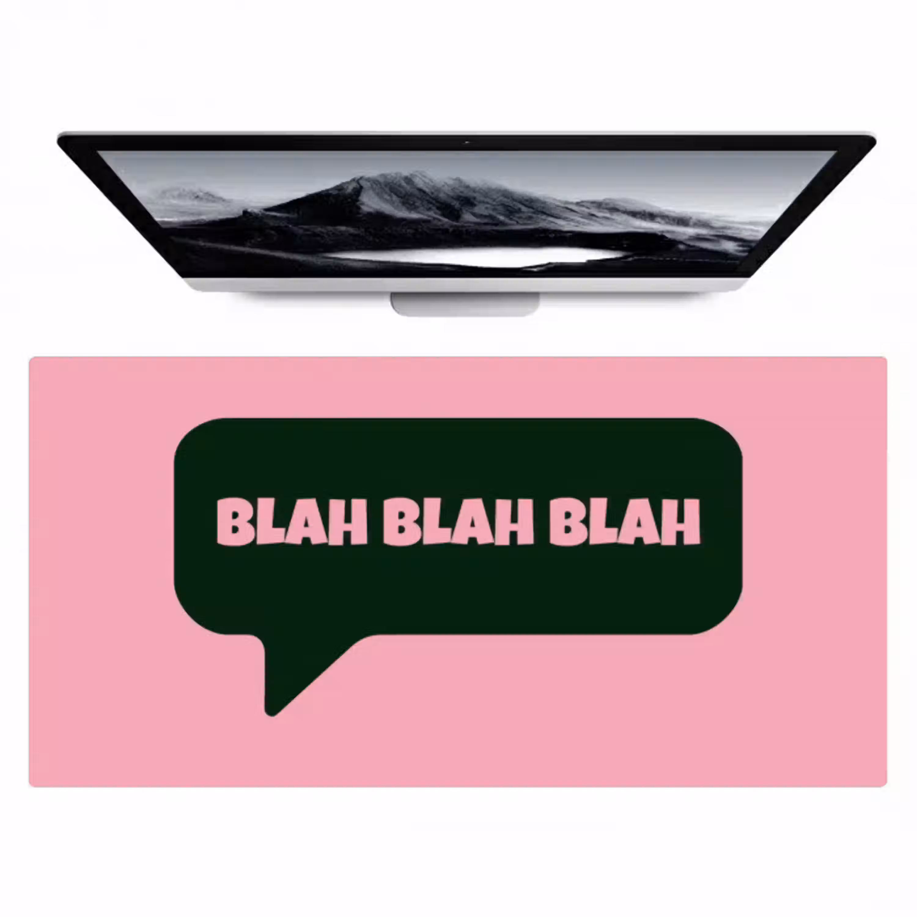 Roze - Tekstwolk - Groen - BLAH BLAH BLAH Muismat XXL klein -zzz3d