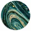 Marmerlook - Luxe - Goud - Turquoise - Glitter Wandcirkel kunststof plaat 5mm dik klein -3d