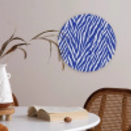 Zebra - Patroon - Kobalt - Blauw Akoestische PET Vilt - Rond klein 838 -sfeer3