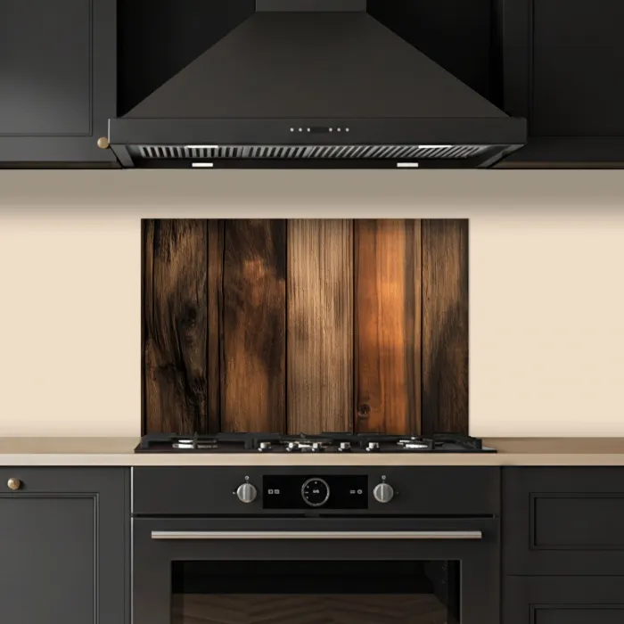 Hout - Rustiek - Donkere Planken keuken achterwand spatscherm klein -sfeer1