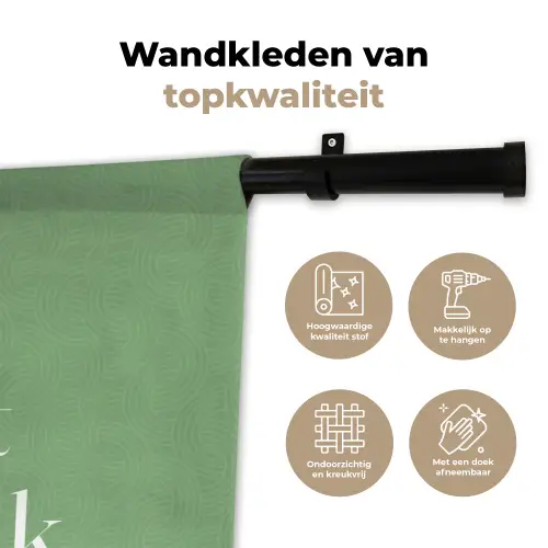 Eten - Drinken - Tekst - Mintgroen Wandkleed katoen klein -sfeer2