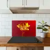 Bloem - Goud - Glazen keuken achterwand spatscherm klein -sfeer2