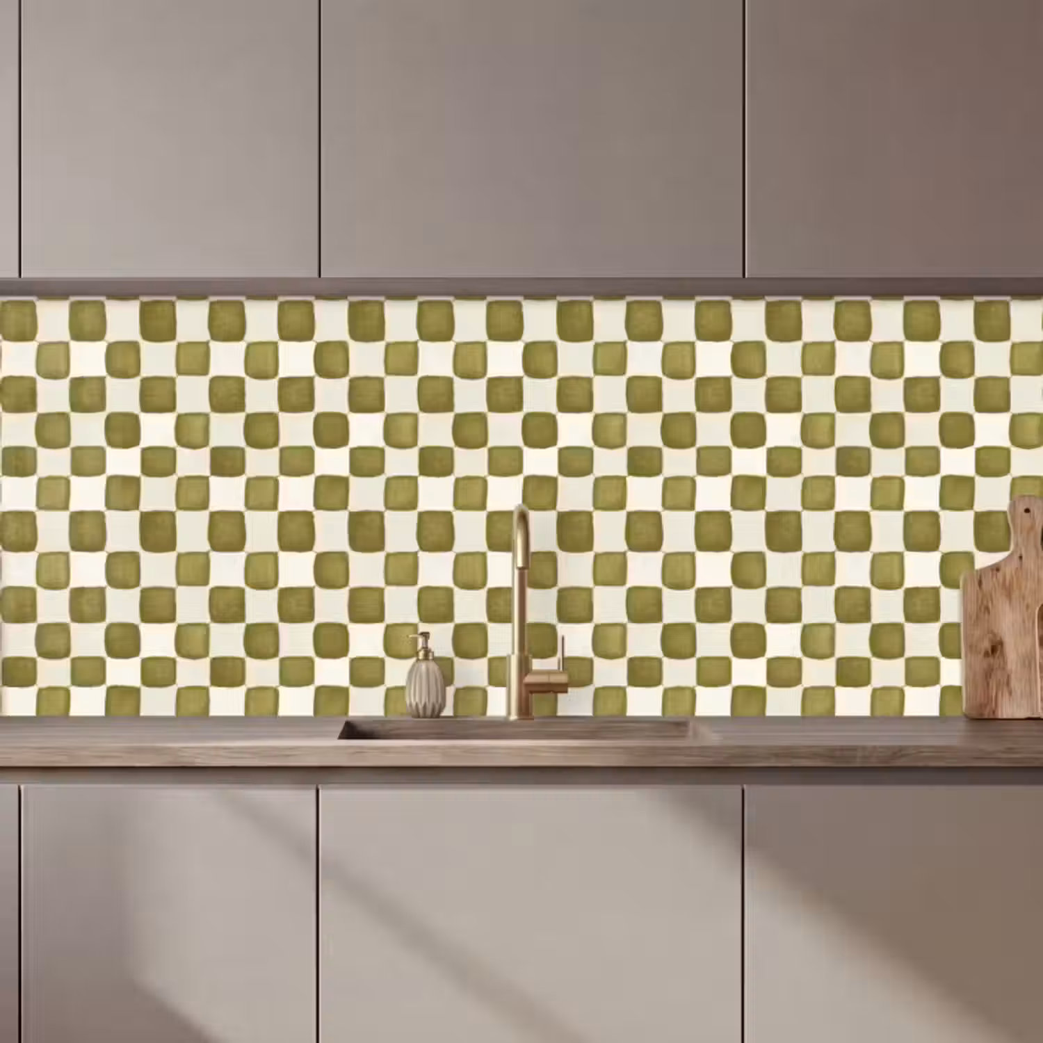 Küchenrückwand - Schach - Muster - Grün