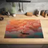 Zee - Boot - Wolken - Oranje Inductie beschermer vinyl 3mm klein -sfeer5