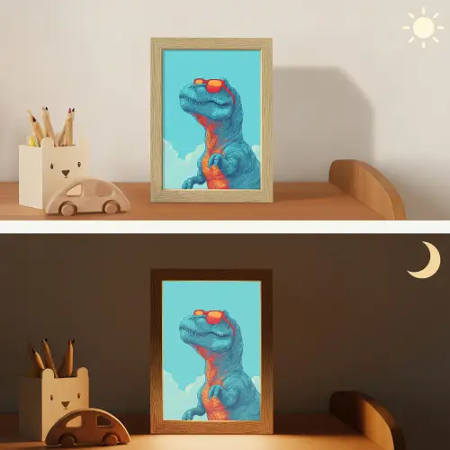 T-Rex - Blauw - Wolken - Zonnebril Light Box met kabel klein -sfeer3_kind