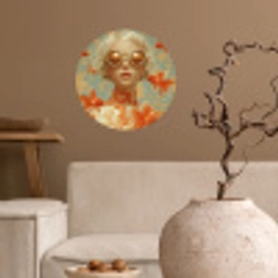 Goudvissen - Oranje - Vrouw - Blond Wandcirkel behangsticker klein -sfeer1