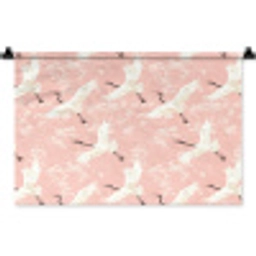 Kraanvogels - Bloesem - Roze Wandkleed katoen klein 269 -zz3d