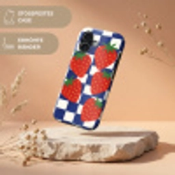 Geblokt - Blauw - Aardbeien Toughcase MagSafe Apple iPhone 17 klein -USP_RandenV_DE