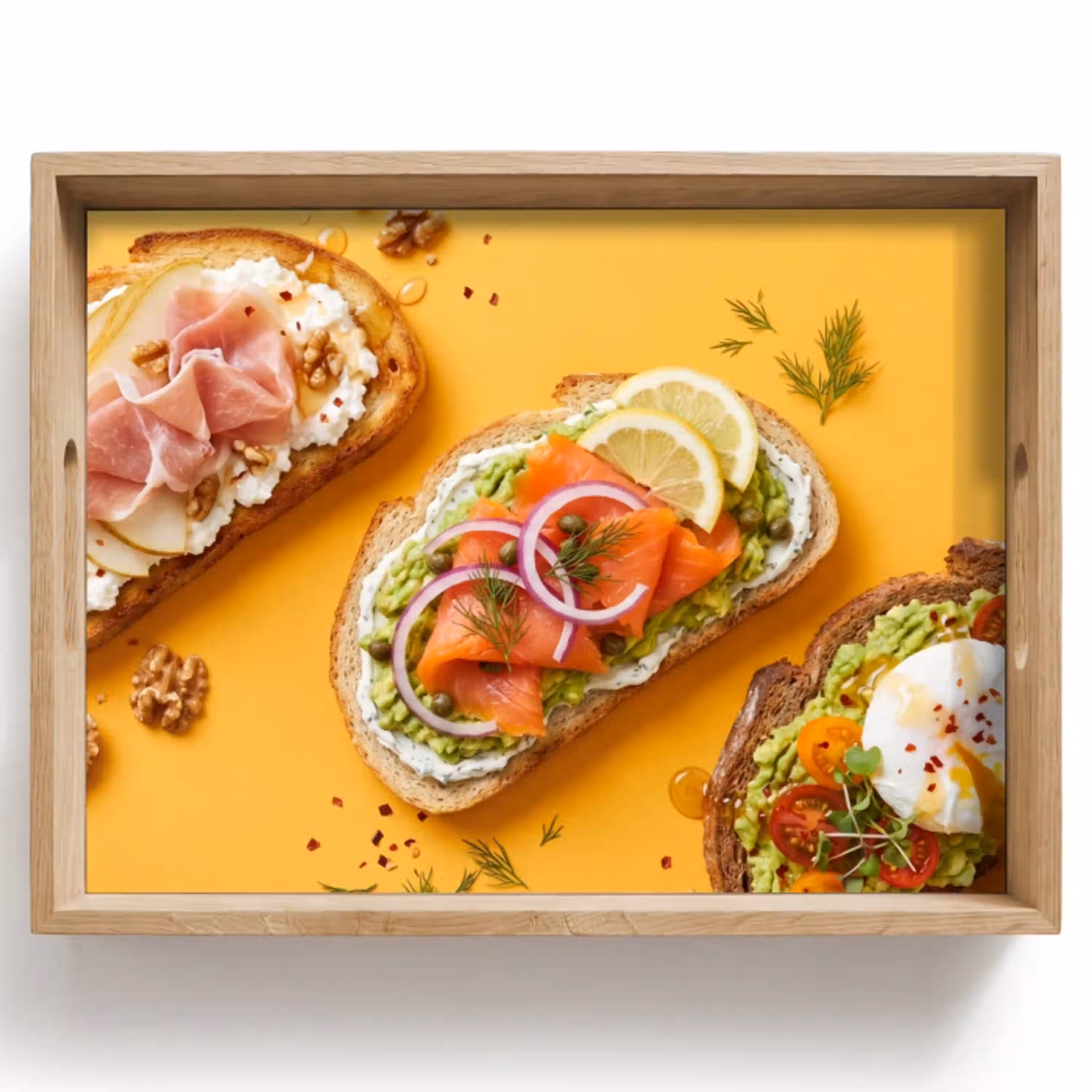 Eten - Brood - Ontbijt - Modern - Kleurrijk Dienblad Rechthoek middel -z3d_shopping