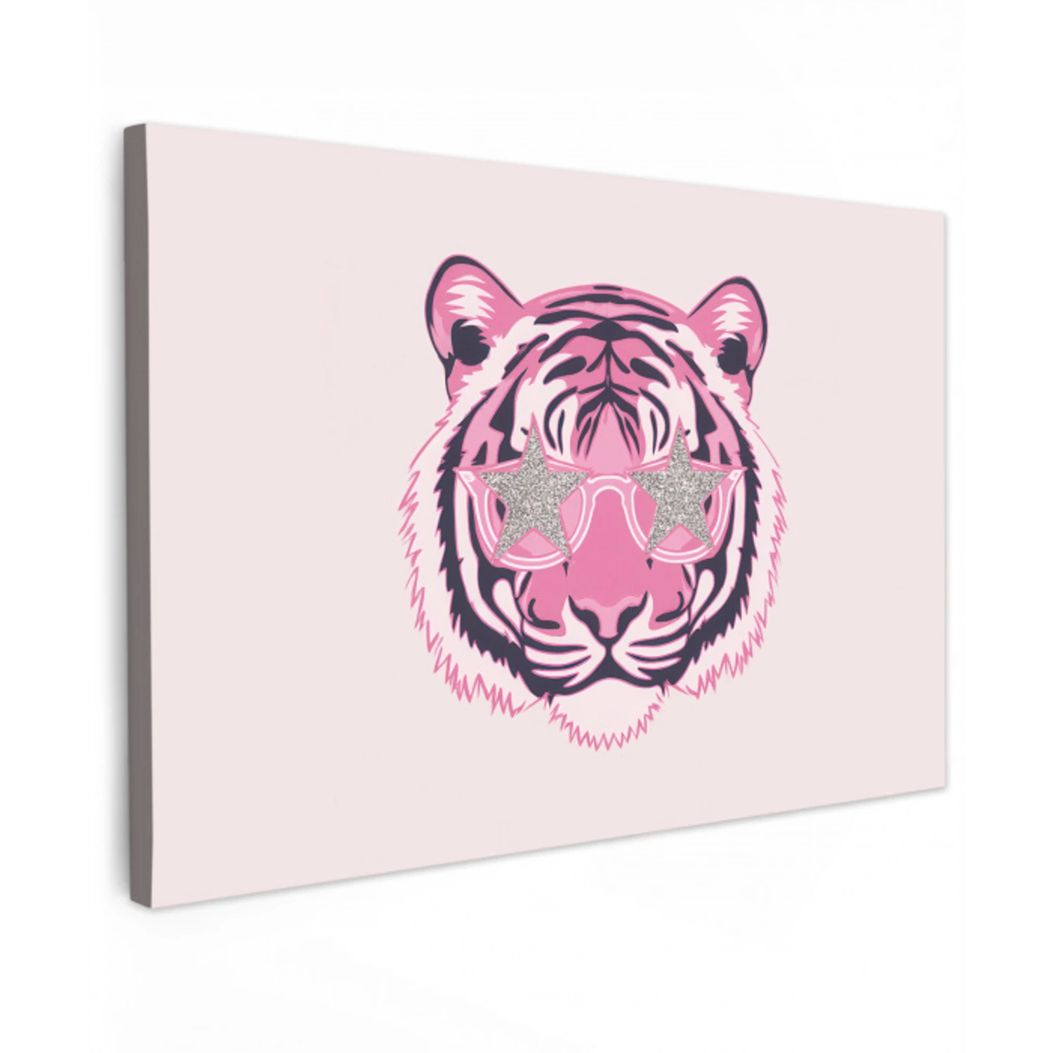 Tijger - Glitterzonnebril - Roze canvas 2cm klein -z3d