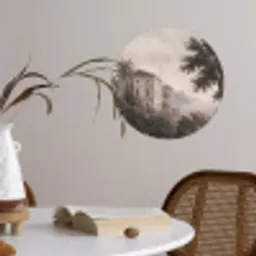 Zee - Villa - Beige Wandcirkel behangsticker klein -sfeer3
