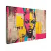 Vrouwengezicht - Krantenpapier - Abstract - Roze Tuinposter op houten frame 2 cm dik klein -3d