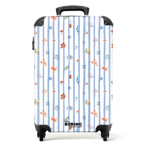 Gestreepte vakantie print kleurrijk NBS - Handbagage koffer - Kinderen Unisex middel -productfoto_recht