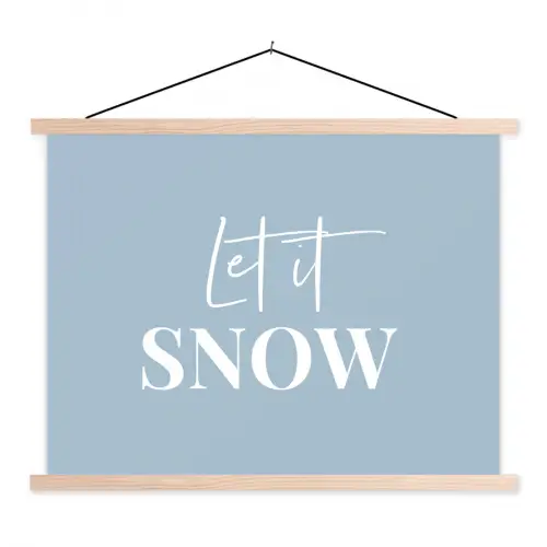 Sneeuw - Winter - Blauw - Let it snow textielposter latten blank klein -3d