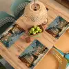 Kerstsfeer - Stadsplein - Kleurrijk Placemat vinyl groot -zzsfeer5_Kitchenyeah-website